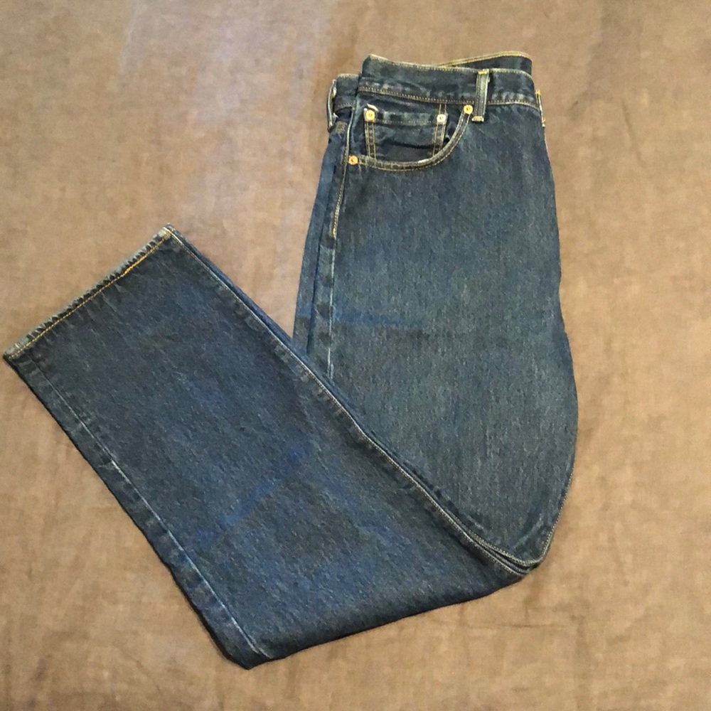 Levi Strauss Mens 36 x 34 Denim Straight Leg Button Fly Jeans Cotton Levis Mens